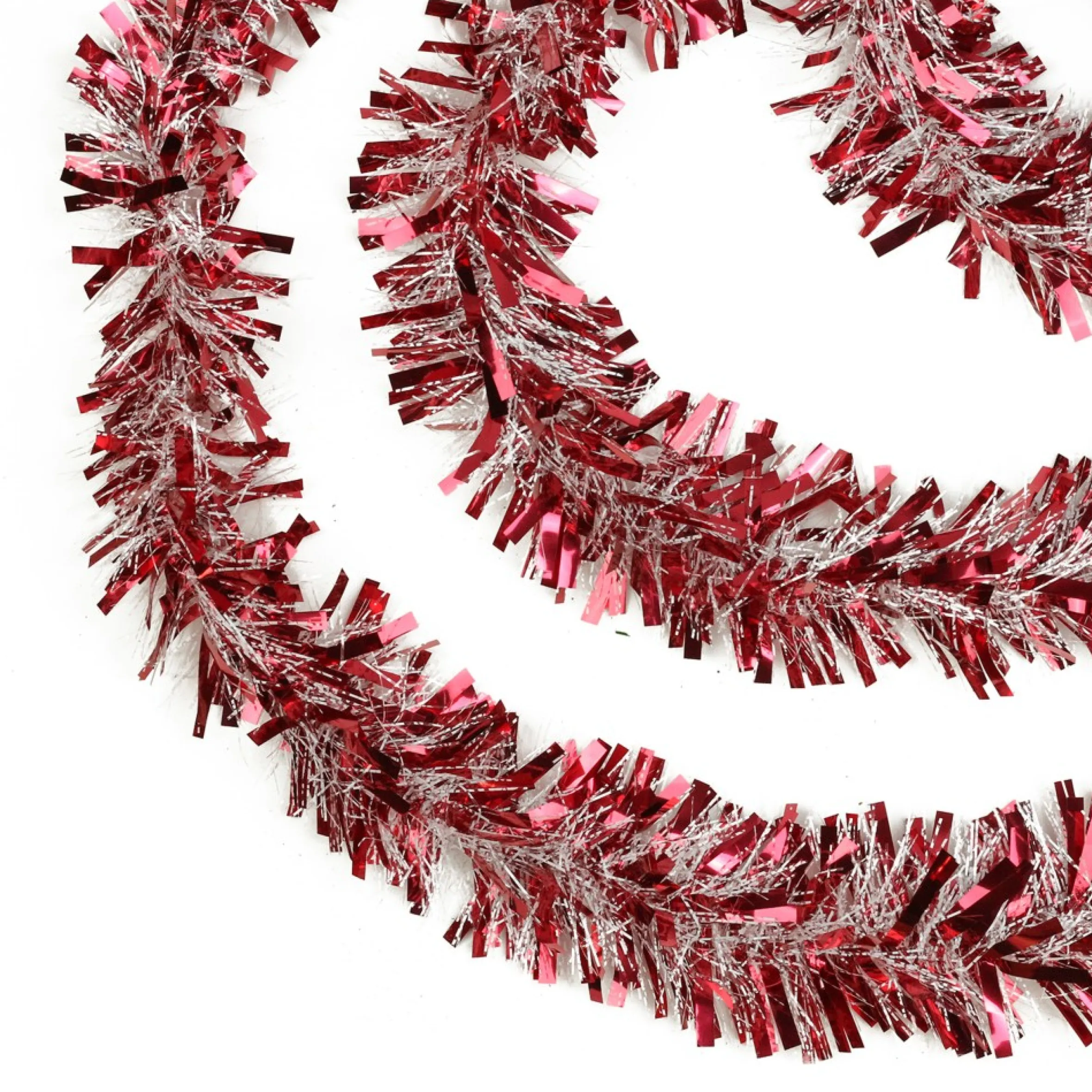 50' X 4" Red And White Wide Cut Snowblush Tinsel Christmas Garland - Unlit
