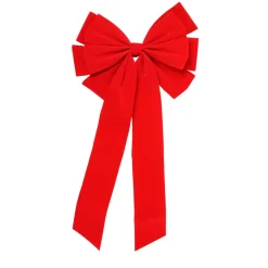 10" X 22" Red 10-Loop Velveteen Christmas Bow Decoration