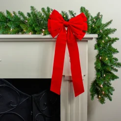 10" X 22" Red 10-Loop Velveteen Christmas Bow Decoration