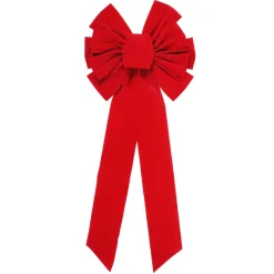 14" X 34" Red 11-Loop Velveteen Christmas Bow Decoration