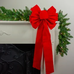 14" X 34" Red 11-Loop Velveteen Christmas Bow Decoration