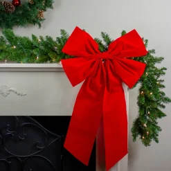 18" X 30" Red 4-Loop Velveteen Christmas Bow Decoration