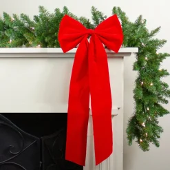 12" X 24" Red 4-Loop Velveteen Christmas Bow Decoration