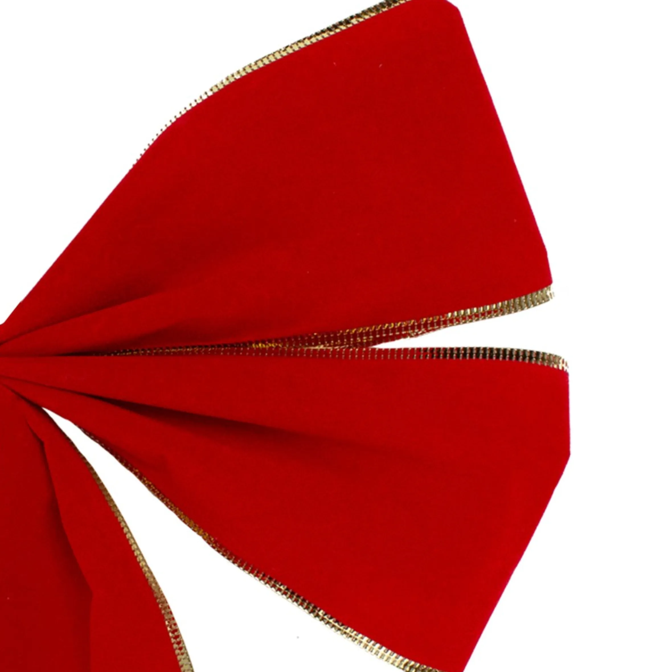 12" X 28" Red 4-Loop Velveteen Christmas Bow With Gold Trim