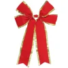 24" X 38" Red 4-Loop Velveteen Christmas Bow With Gold Trim