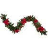 6' X 9" Red Pre-Decorated Poinsettia And Pine Cone Artificial Christmas Garland - Unlit