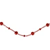 15' X 0.5" Red Shiny Crimson Mirrored Disco Ball Beaded Christmas Garland