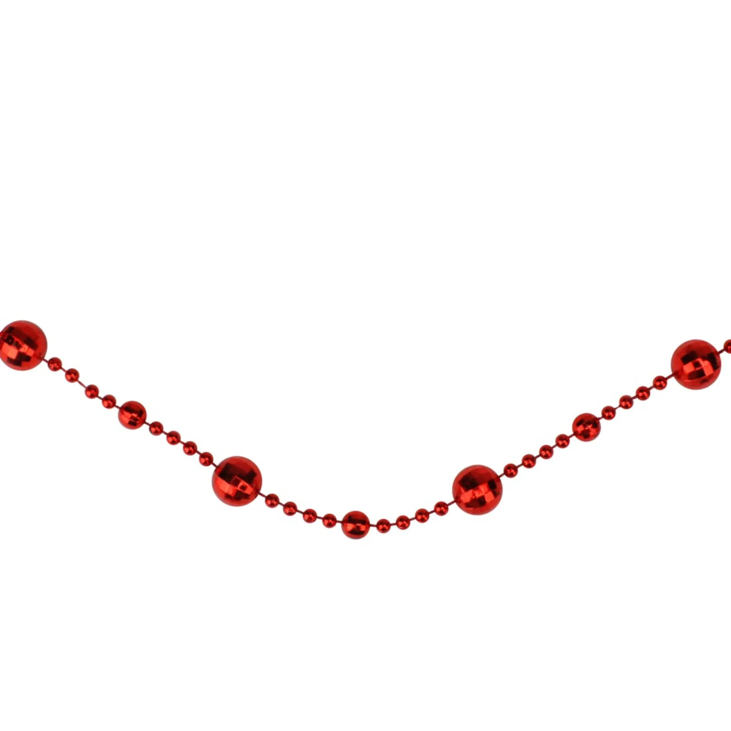 15' X 0.5" Red Shiny Crimson Mirrored Disco Ball Beaded Christmas Garland