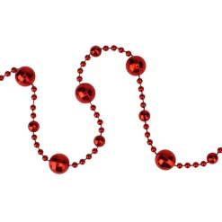 15' X 0.5" Red Shiny Crimson Mirrored Disco Ball Beaded Christmas Garland