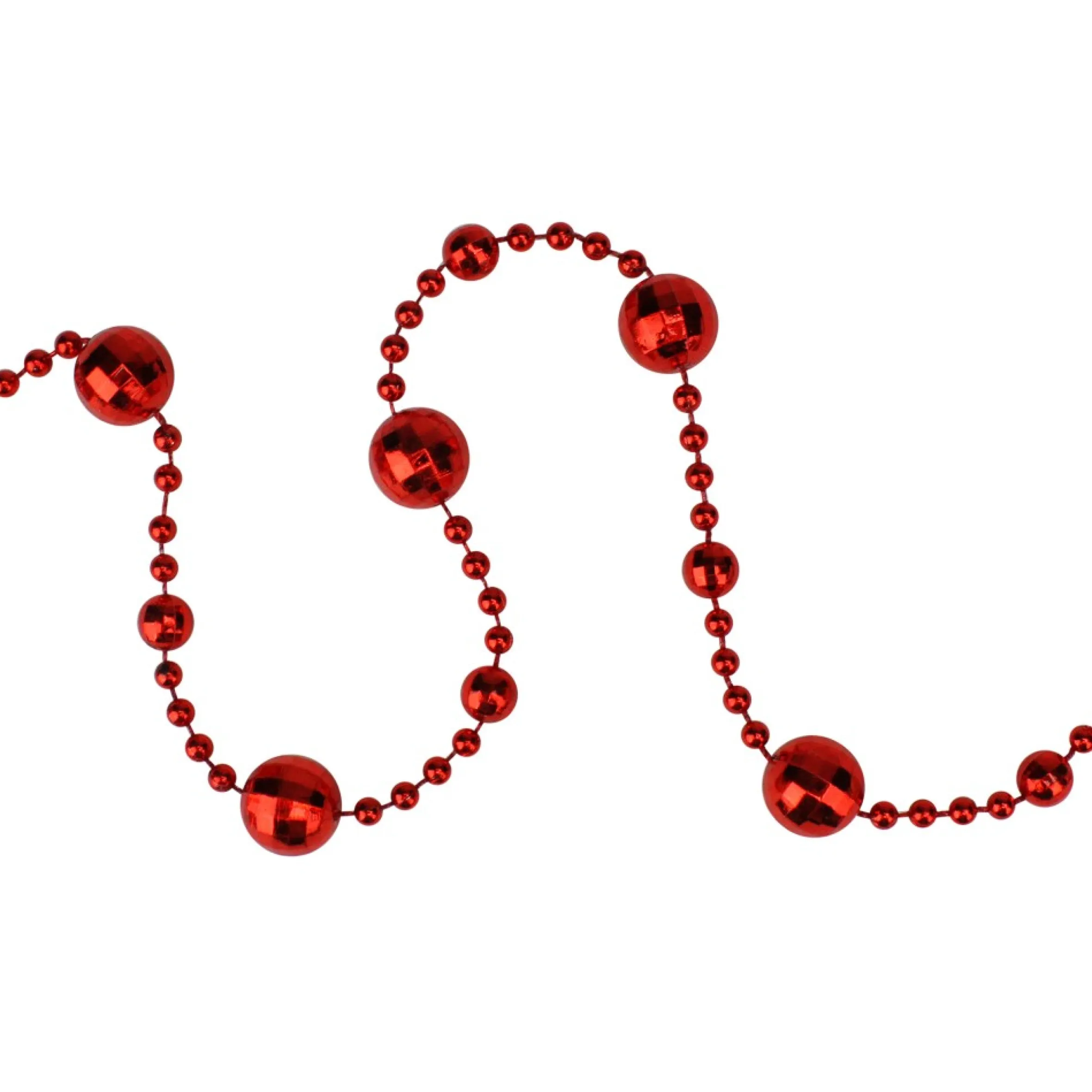 15' X 0.5" Red Shiny Crimson Mirrored Disco Ball Beaded Christmas Garland