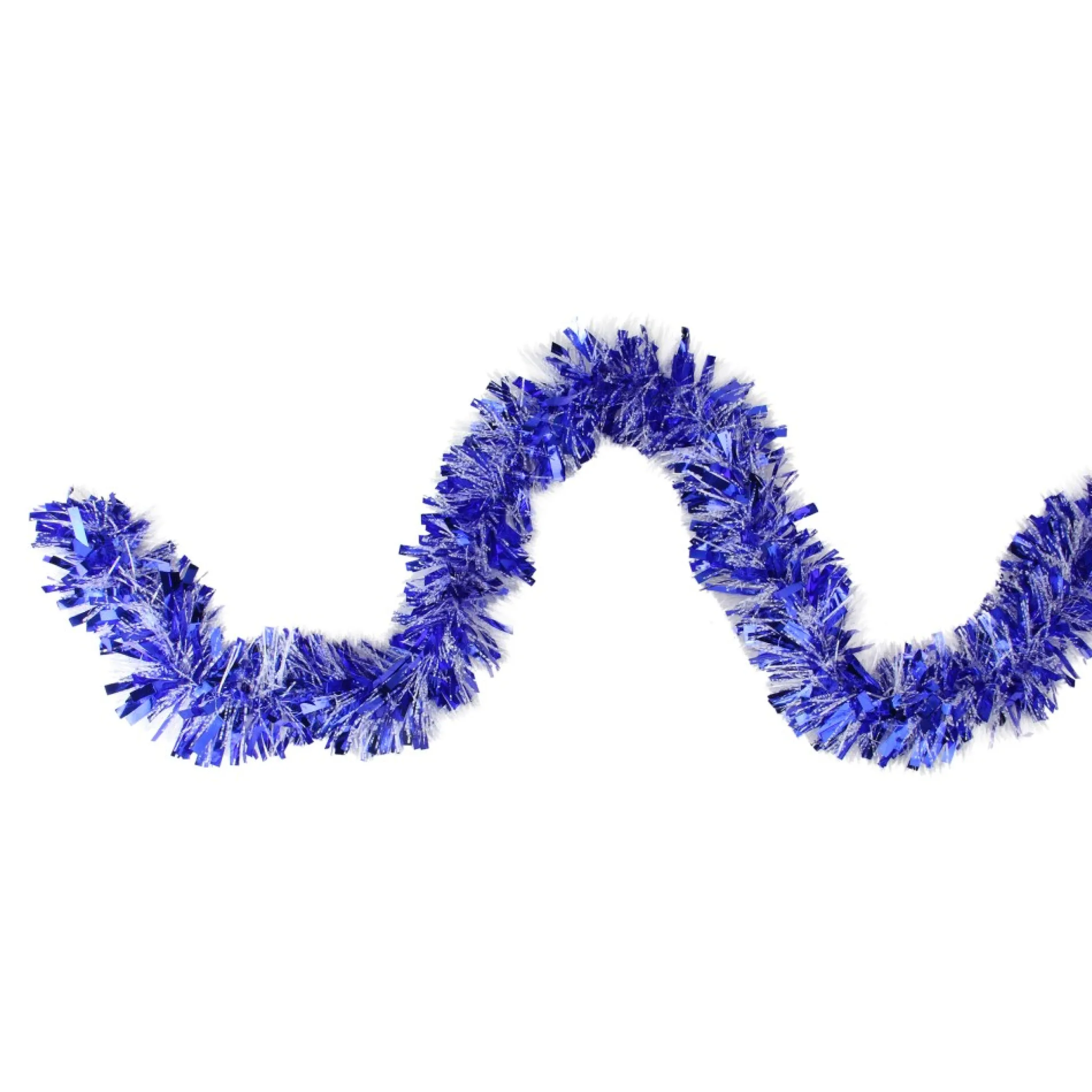 12' X 3" Shiny Blue And Snowblush Wide Cut Tinsel Christmas Garland - Unlit