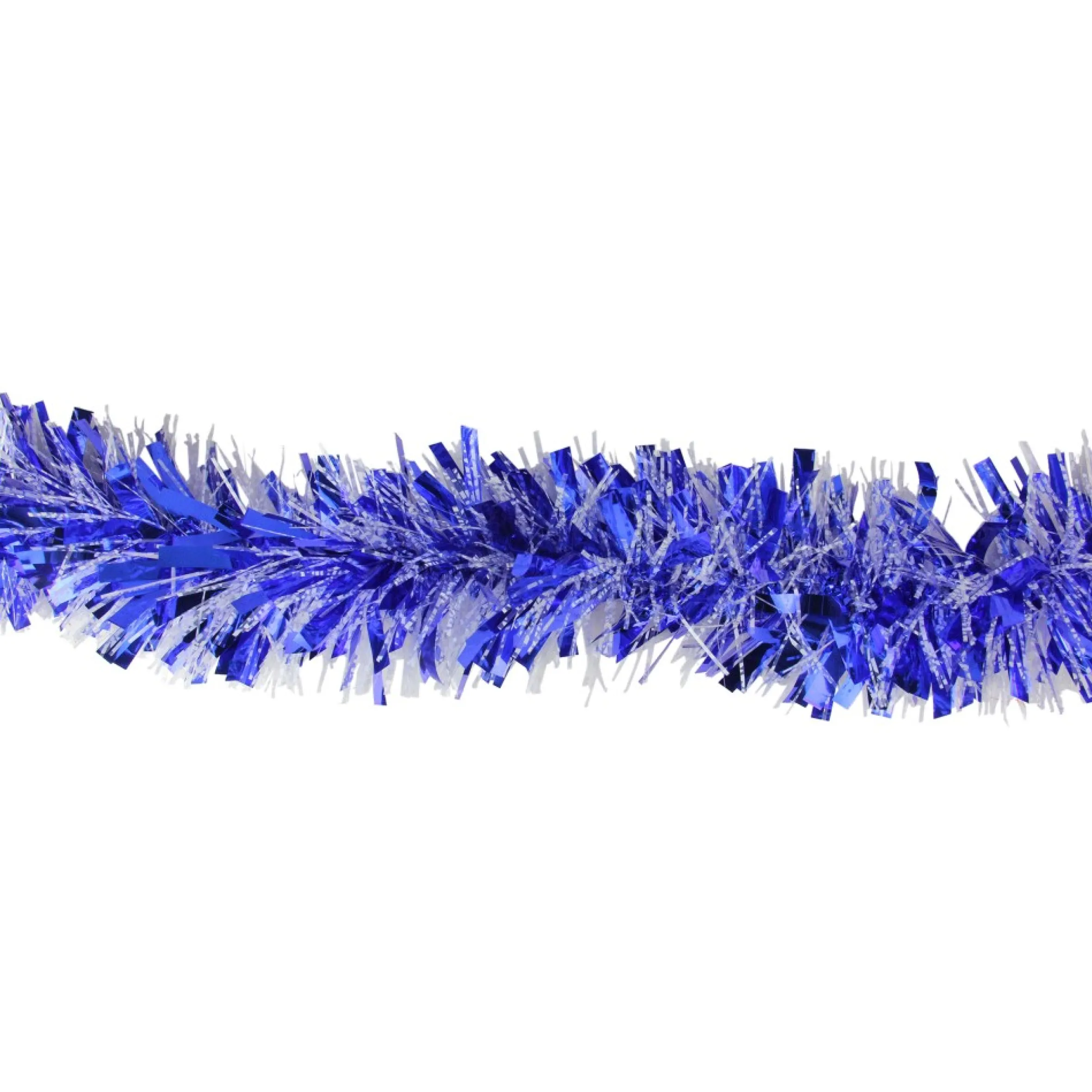 12' X 3" Shiny Blue And Snowblush Wide Cut Tinsel Christmas Garland - Unlit