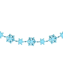8' X 1" Shiny Blue Snowflakes Beaded Christmas Garland