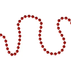 15' X .25" Shiny Faceted Red Beaded Christmas Garland