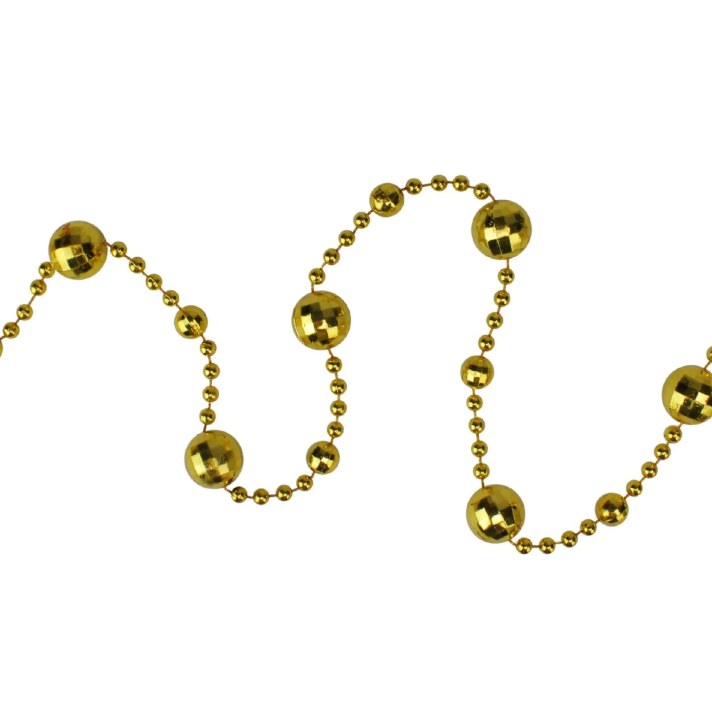 15' X 0.5" Shiny Gold Mirrored Disco Ball Beaded Artificial Christmas Garland