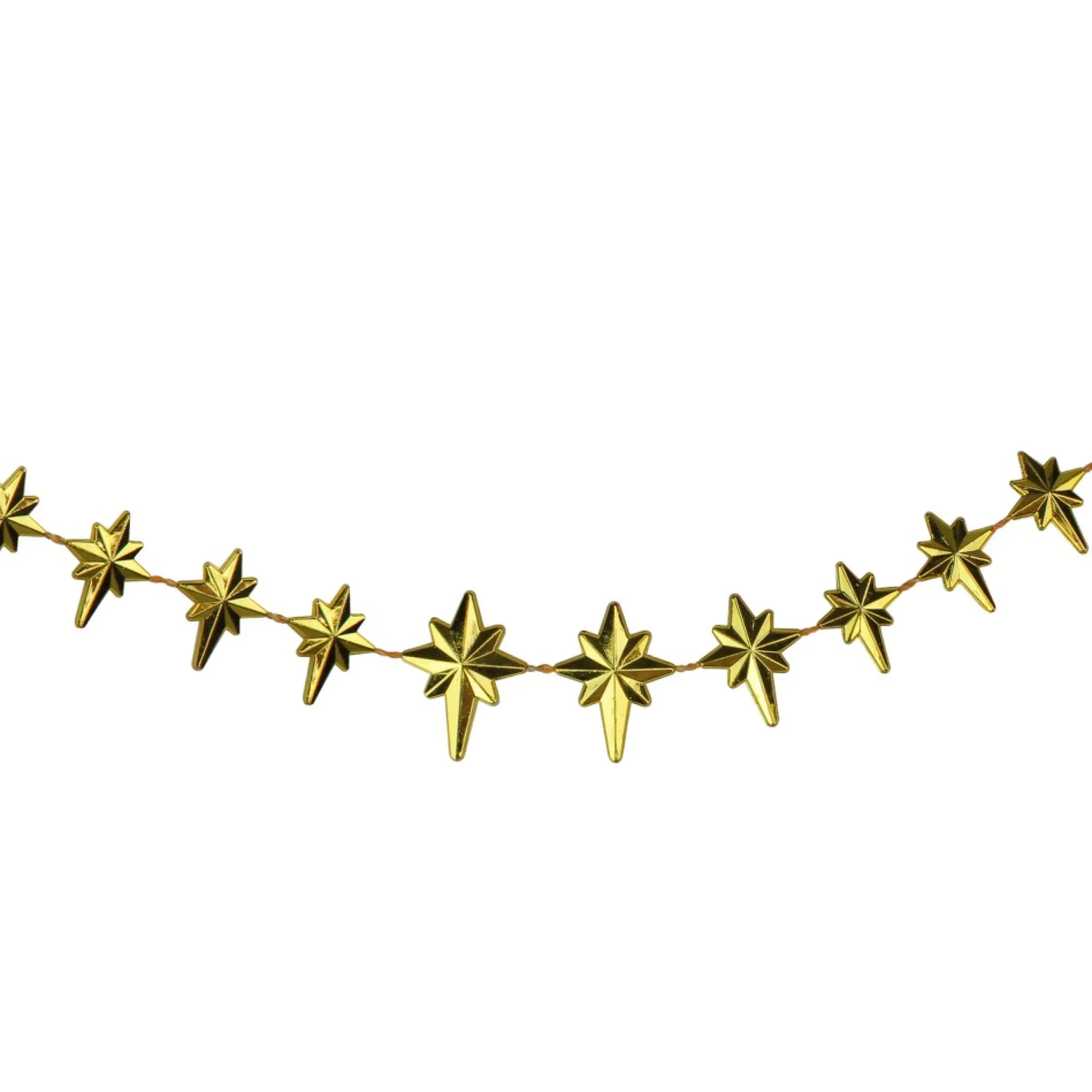9' X 1" Shiny Gold Star Of Bethlehem Beaded Artificial Christmas Garland - Unlit