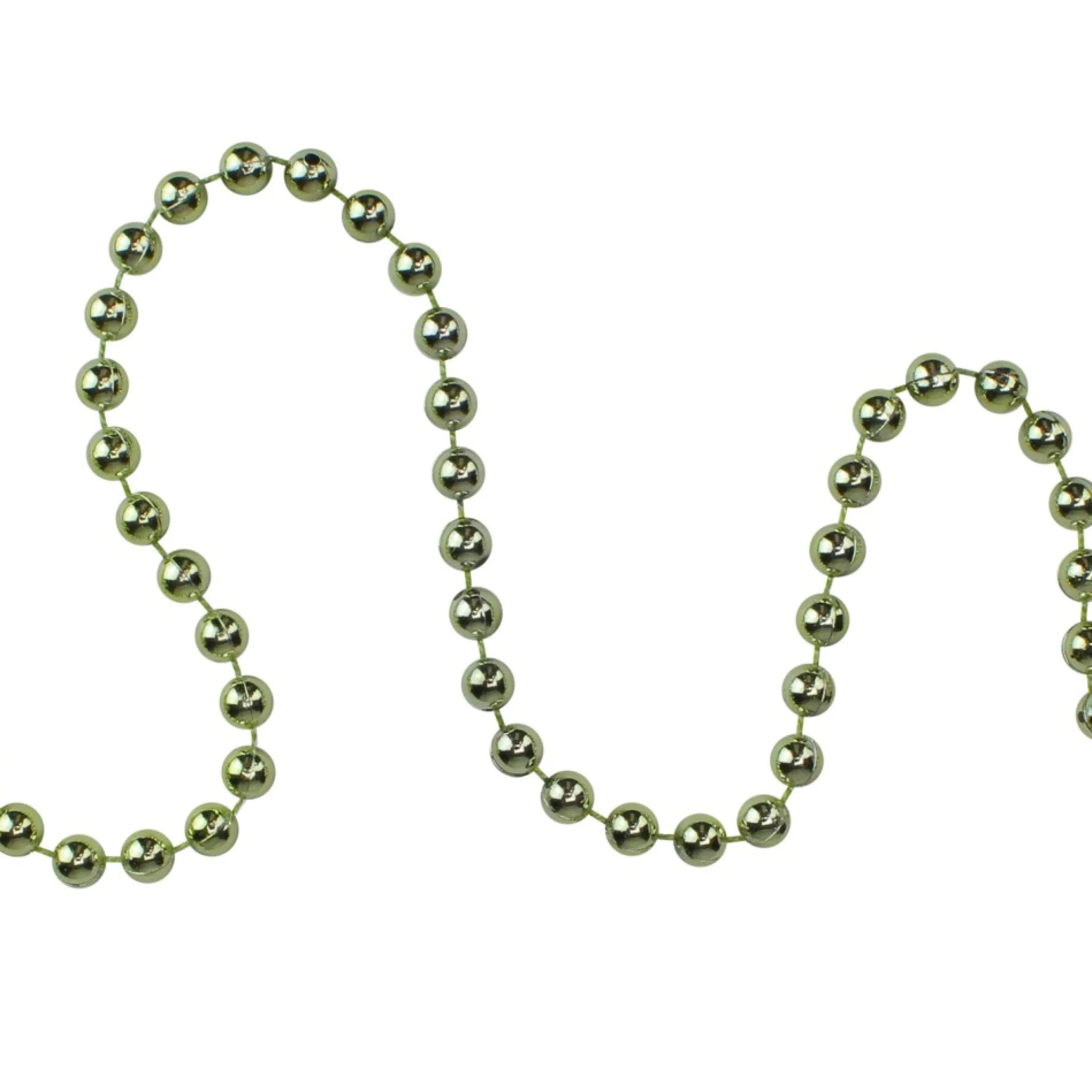 15' X 0.25" Shiny Metallic Lime Green Beaded Artificial Christmas Garland - Unlit
