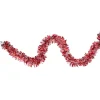 12' X 4" Shiny Red And Snowblush Wide Cut Tinsel Christmas Garland - Unlit