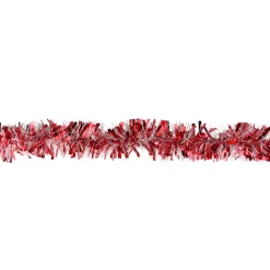12' X 4" Shiny Red And Snowblush Wide Cut Tinsel Christmas Garland - Unlit