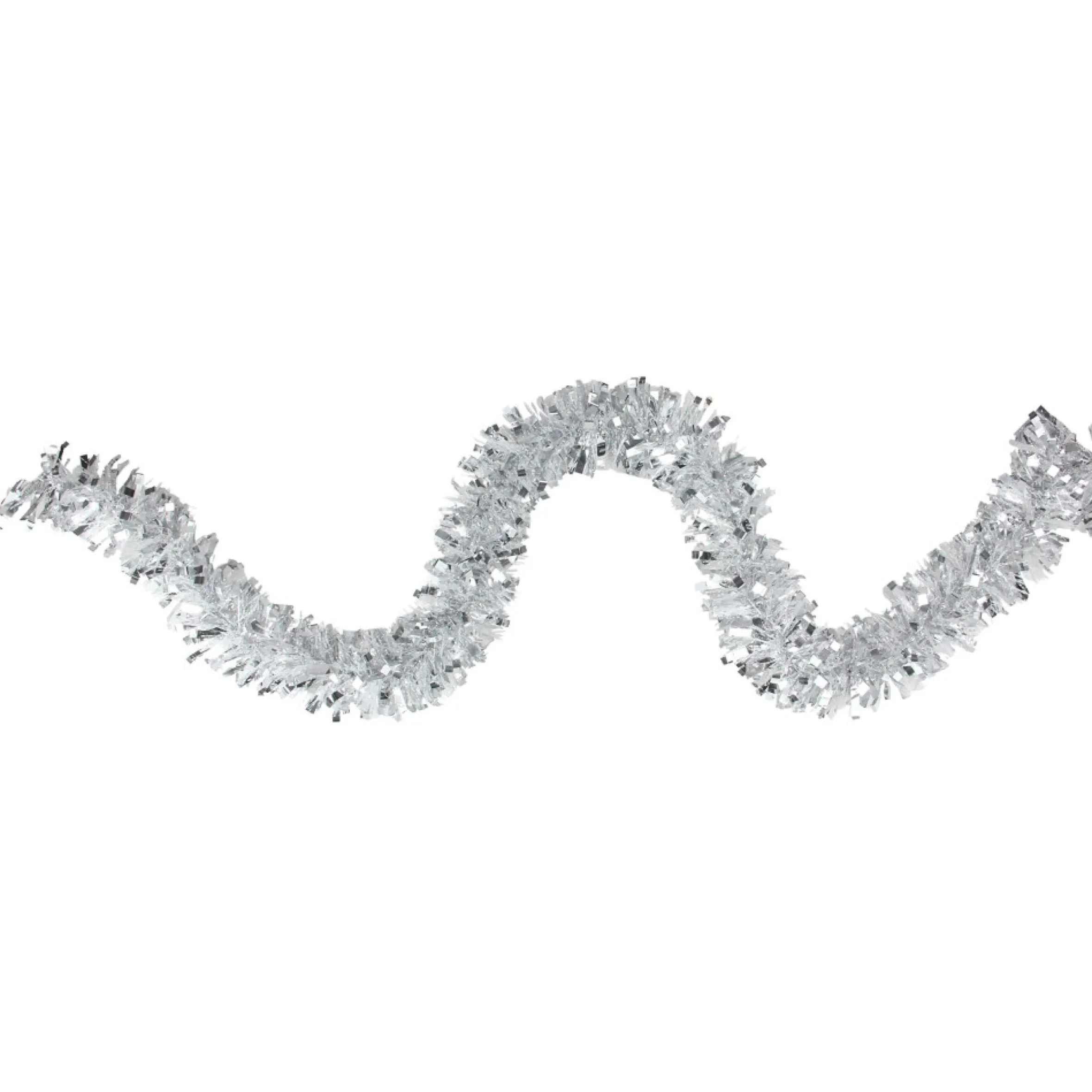12' X 3" Shiny Silver And Snowblush Wide Cut Tinsel Christmas Garland - Unlit