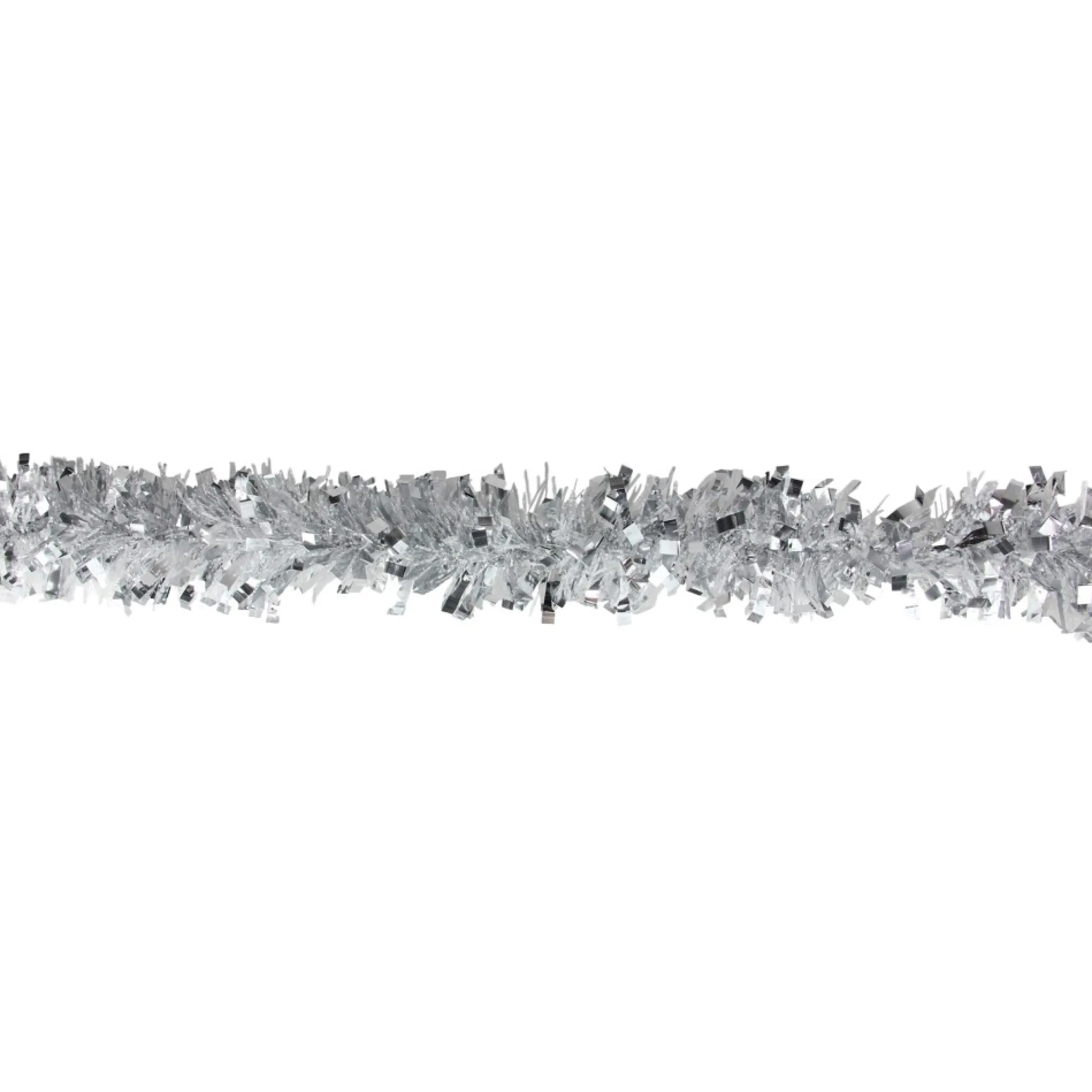 12' X 3" Shiny Silver And Snowblush Wide Cut Tinsel Christmas Garland - Unlit