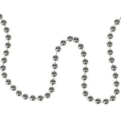 15' X 0.25" Shiny Silver Beaded Christmas Garland - Unlit