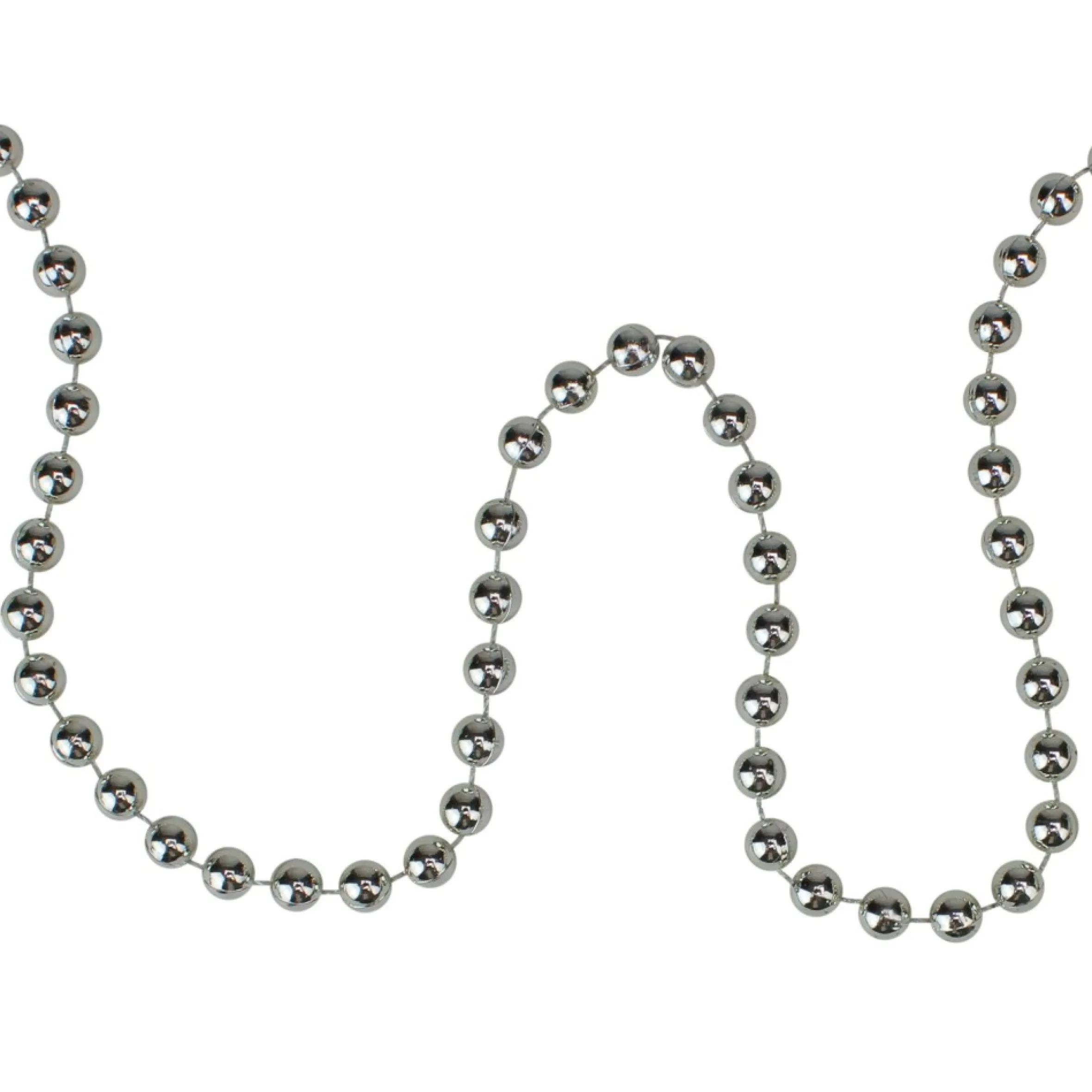 15' X 0.25" Shiny Silver Beaded Christmas Garland - Unlit