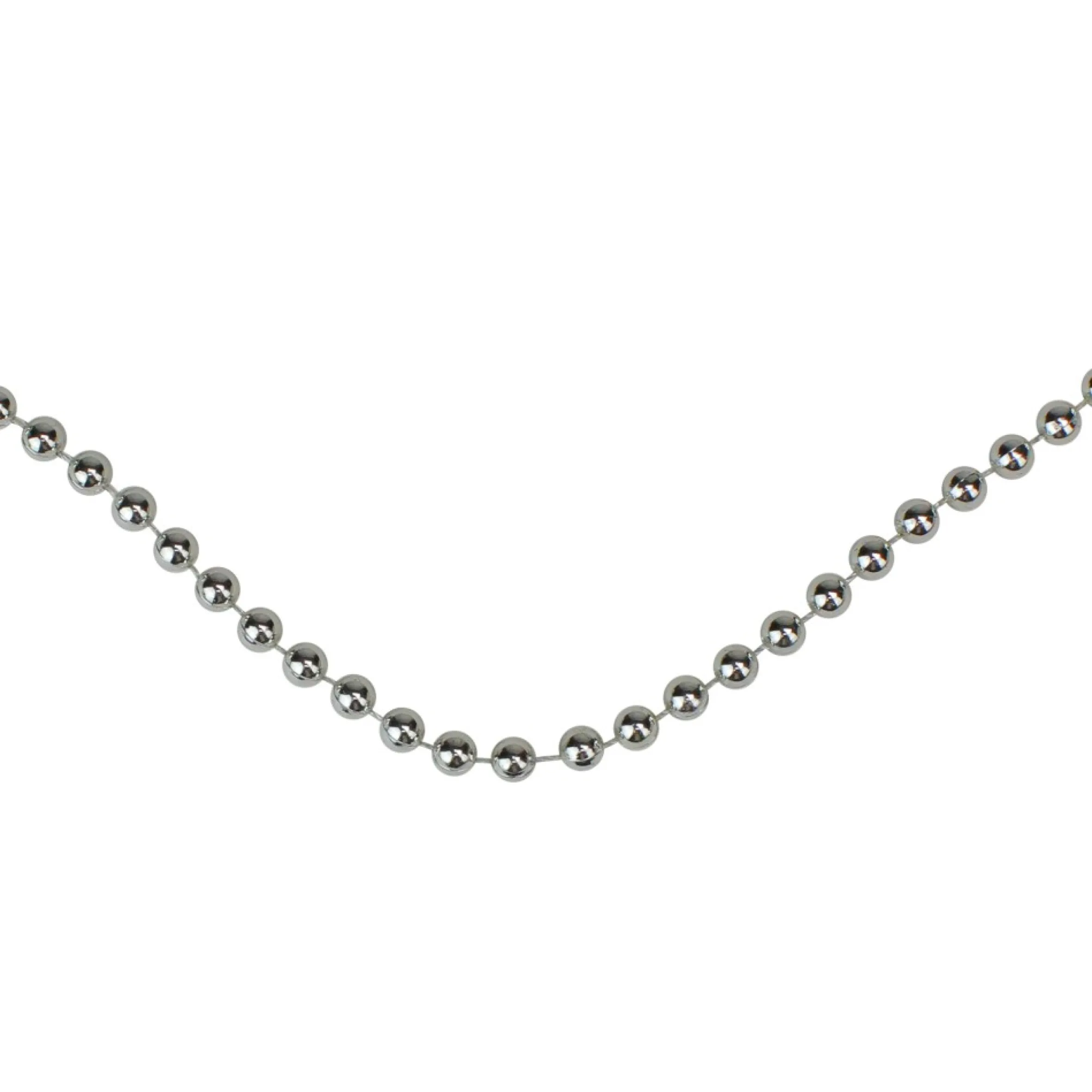 15' X 0.25" Shiny Silver Beaded Christmas Garland - Unlit