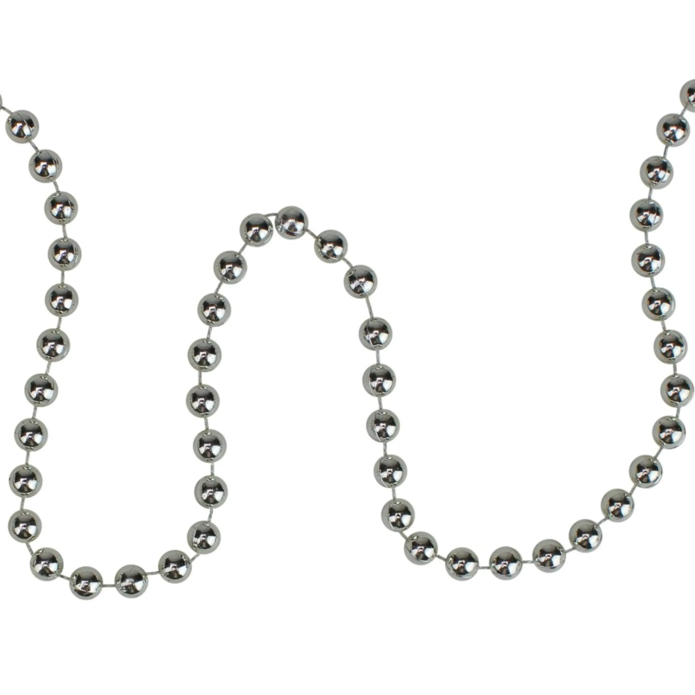 15' X 0.25" Shiny Silver Beaded Christmas Garland - Unlit