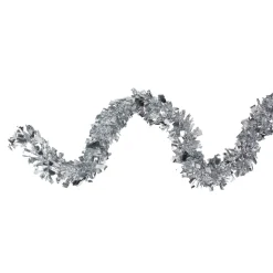 12' X 4" Shiny Silver Boa Wide Cut Tinsel Christmas Garland - Unlit