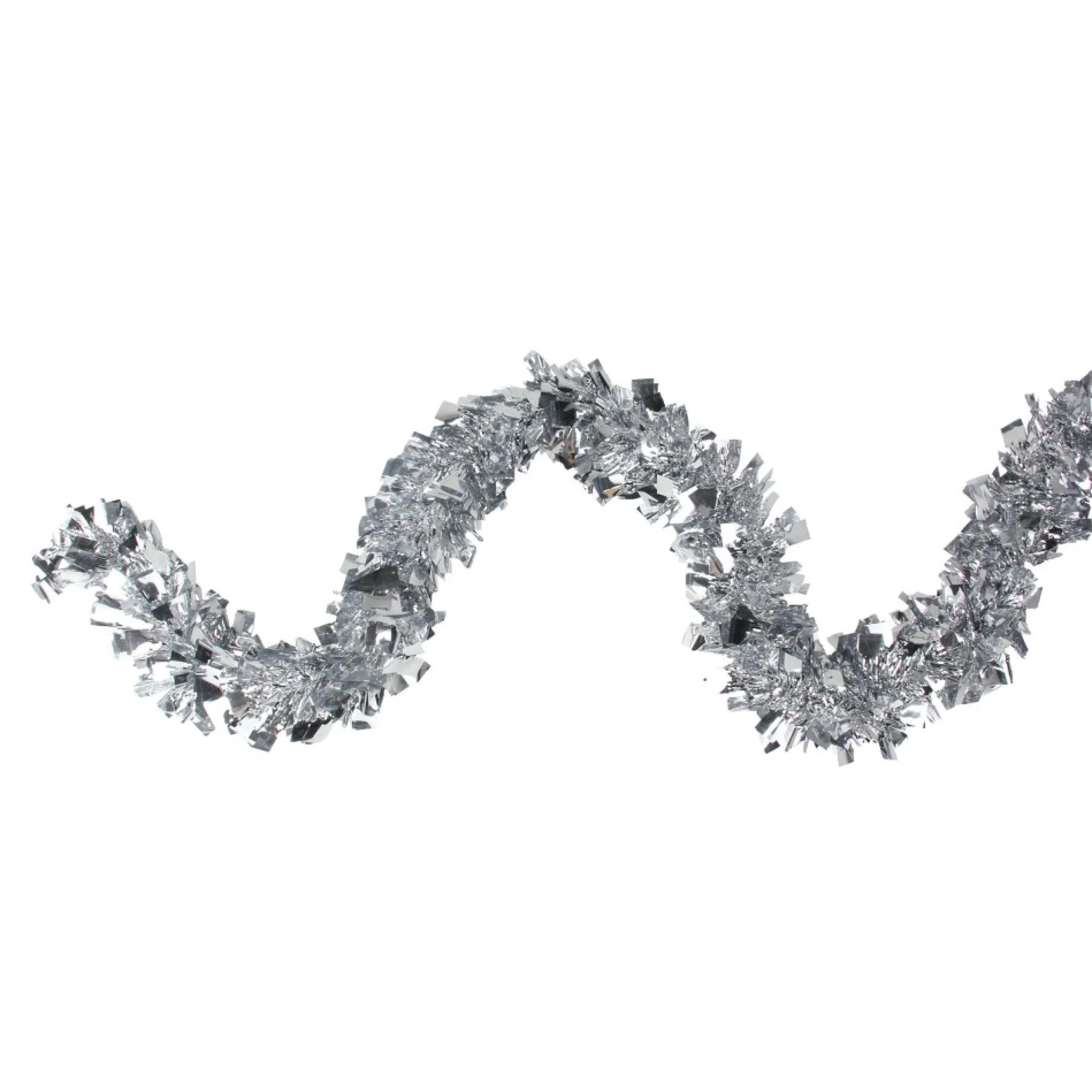 12' X 4" Shiny Silver Boa Wide Cut Tinsel Christmas Garland - Unlit