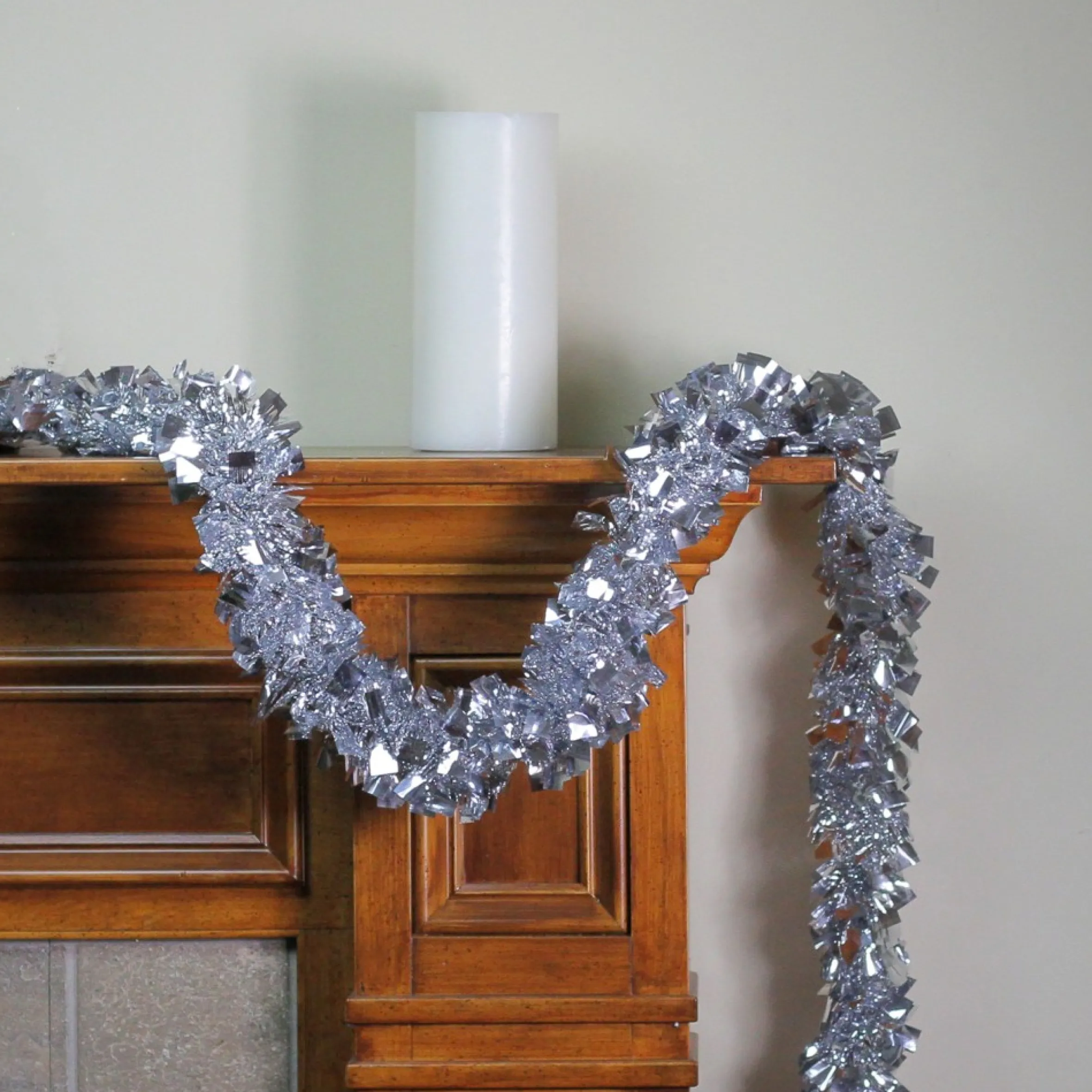 12' X 4" Shiny Silver Boa Wide Cut Tinsel Christmas Garland - Unlit