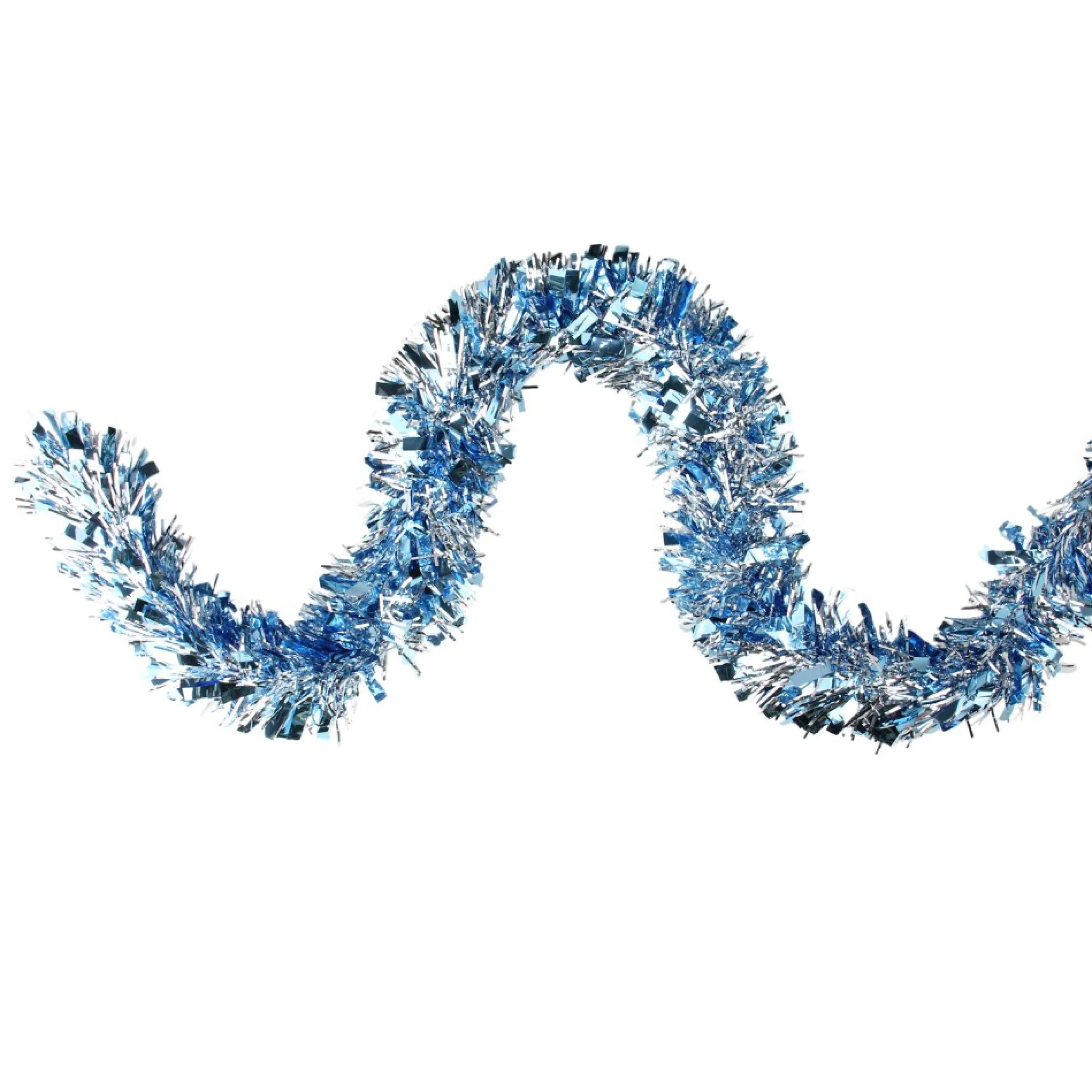 12' X 3" Silver And Blue Tinsel Wide Cut Artificial Christmas Garland - Unlit