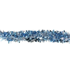 12' X 3" Silver And Blue Tinsel Wide Cut Artificial Christmas Garland - Unlit