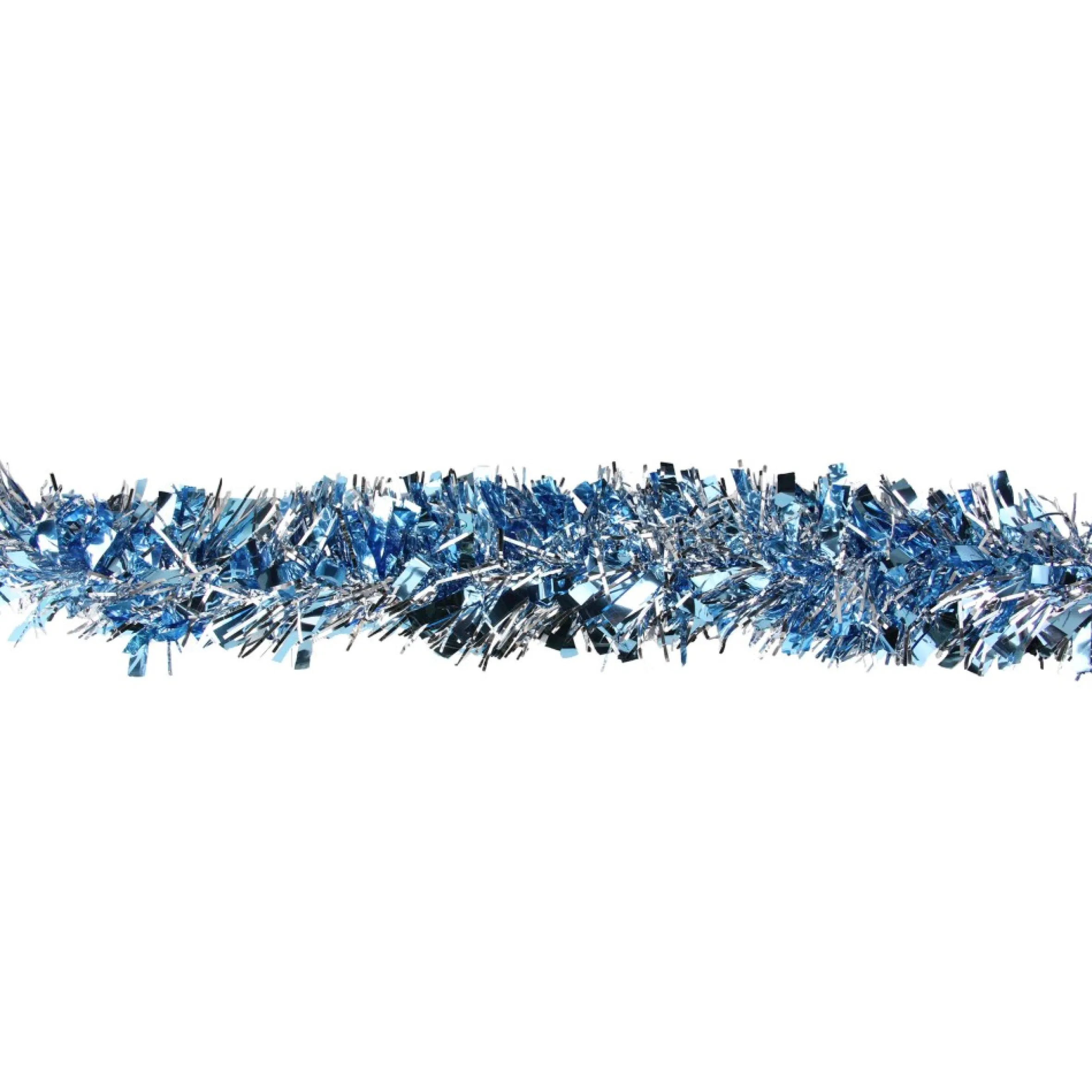 12' X 3" Silver And Blue Tinsel Wide Cut Artificial Christmas Garland - Unlit