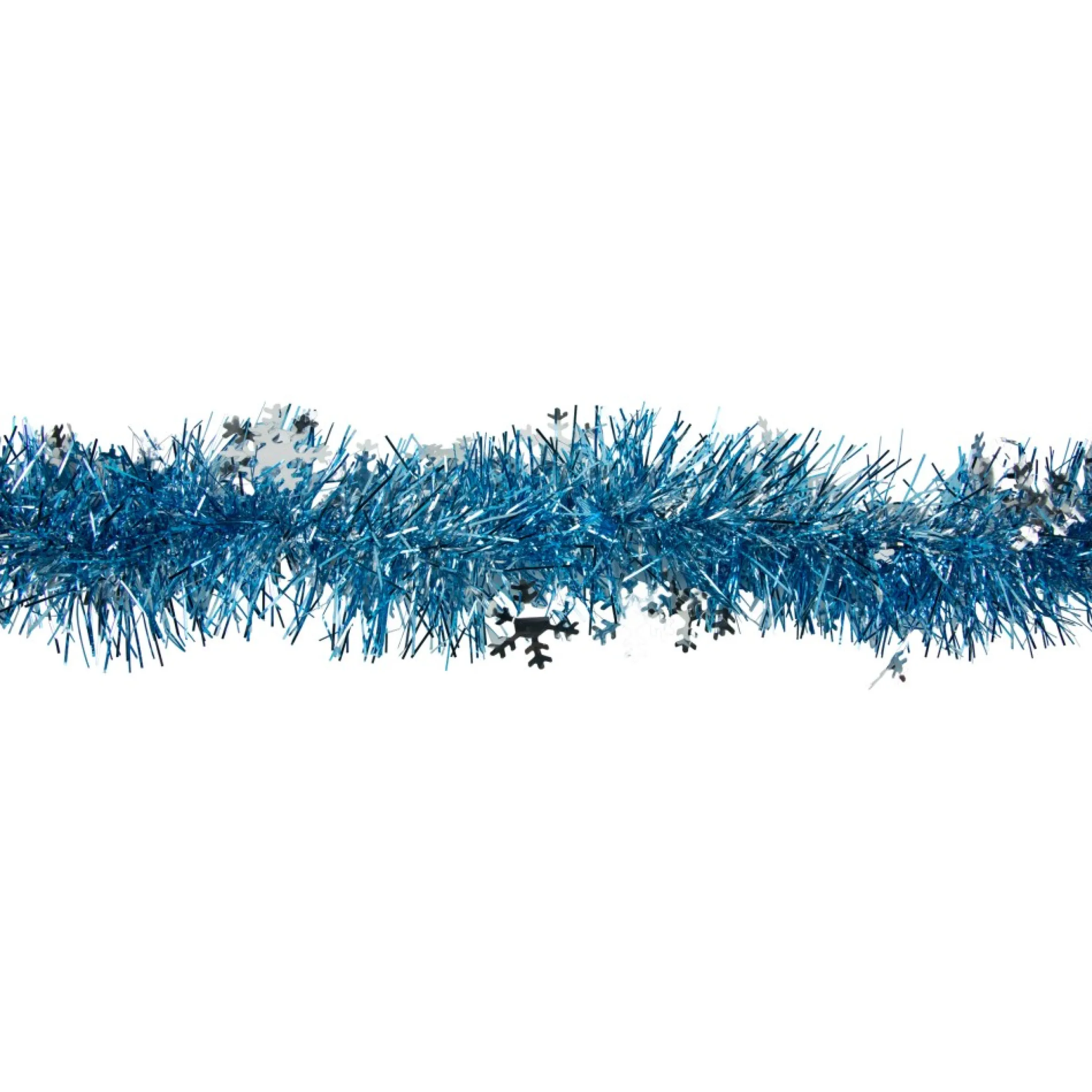 12' X 3" Sky Blue And Silver Snowflakes Christmas Tinsel Garland - Unlit