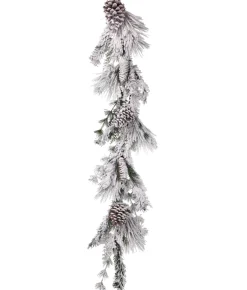 4' X 8" Snow Pine Cedar Cone Winter Artificial Christmas Garland, Unlit