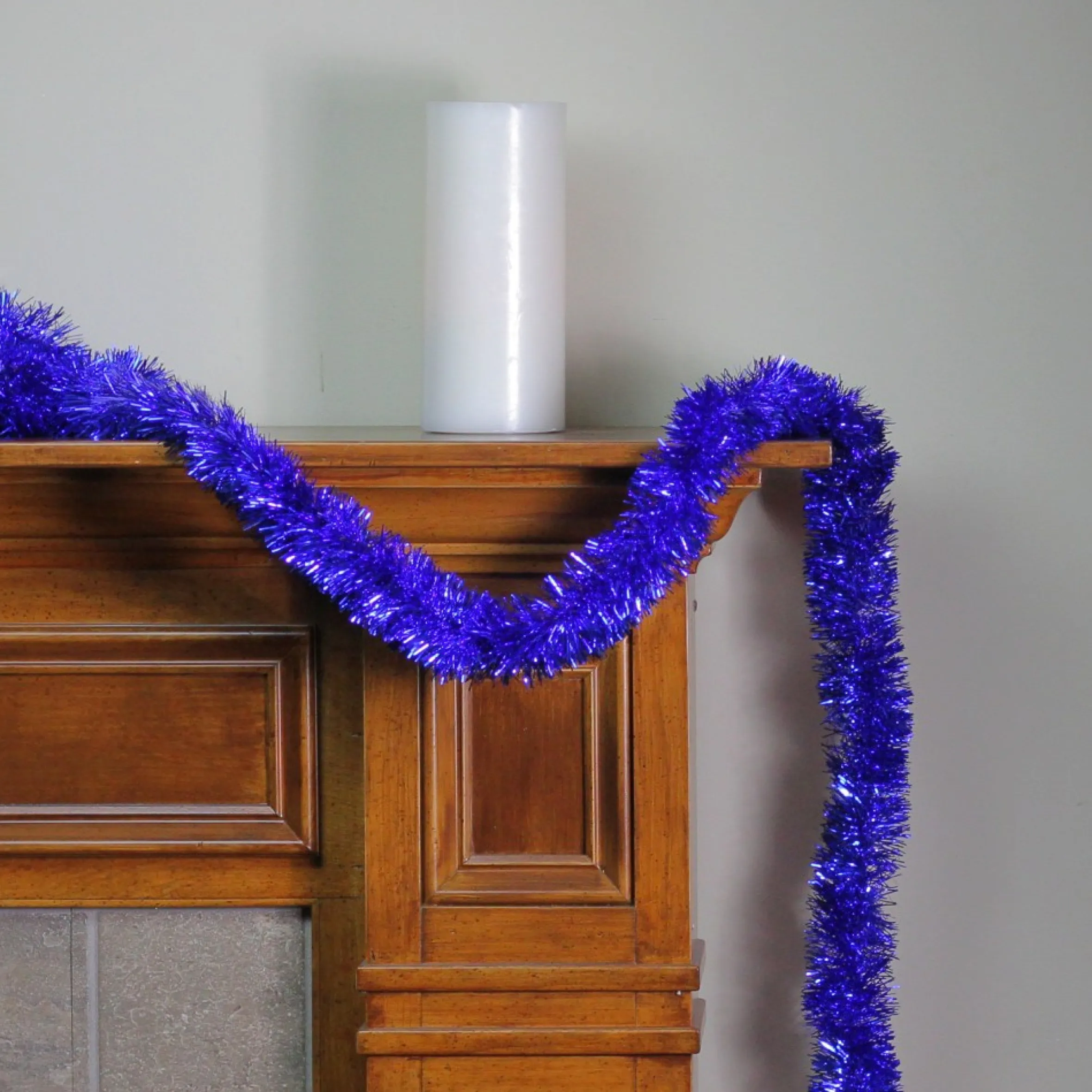 12' X 2.5" Traditional Tinsel Lavish Blue Artificial Christmas Garland - Unlit