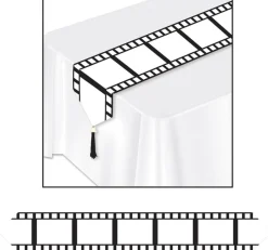 11" X 6' White And Black Filmstrip Rectangular Table Runner