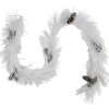 6' X 10" White Flocked Artificial Christmas Garland With Pine Cones, Unlit
