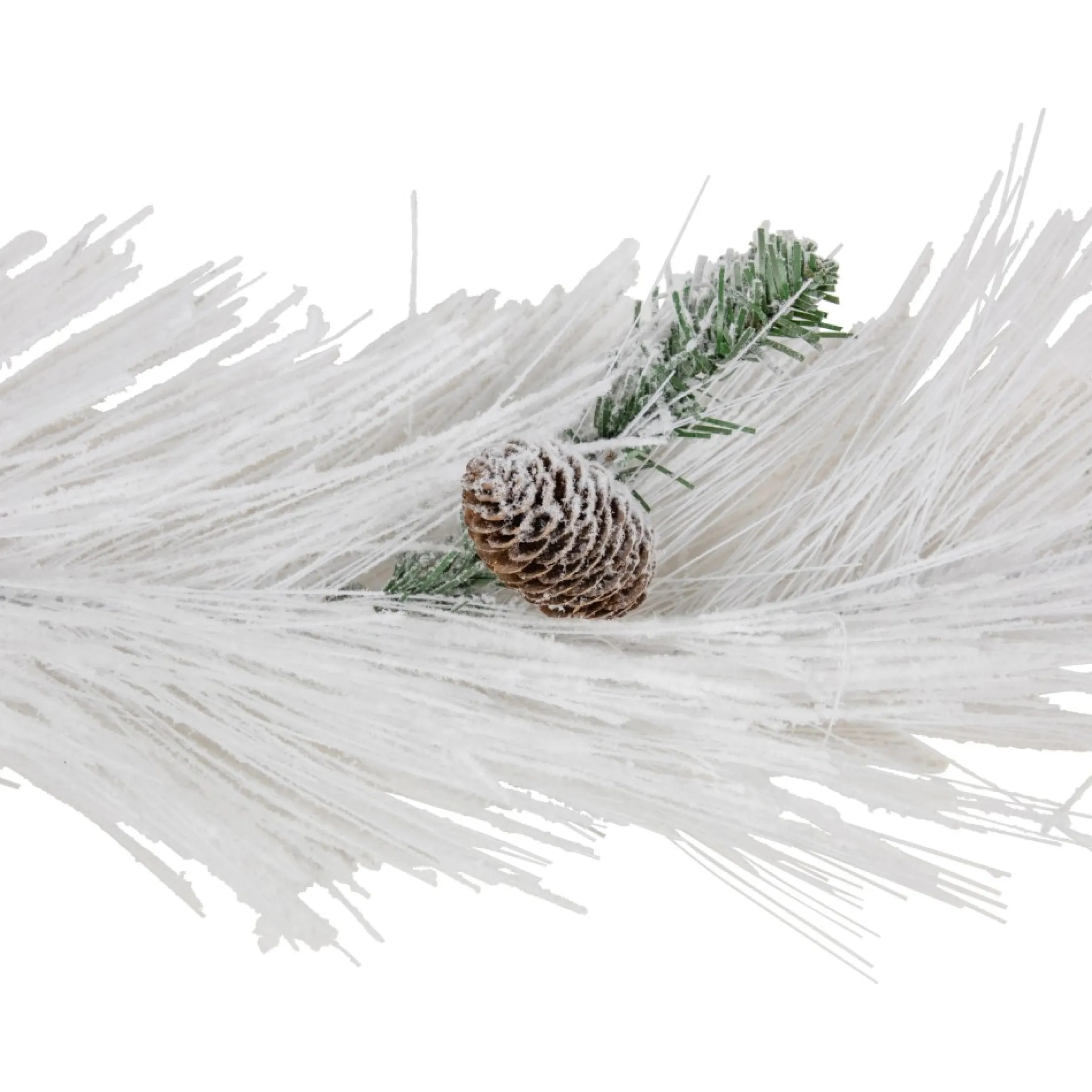 6' X 10" White Flocked Artificial Christmas Garland With Pine Cones, Unlit