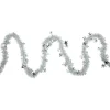 12' X 3" White Iridescent And Silver Snowflakes Christmas Tinsel Garland - Unlit
