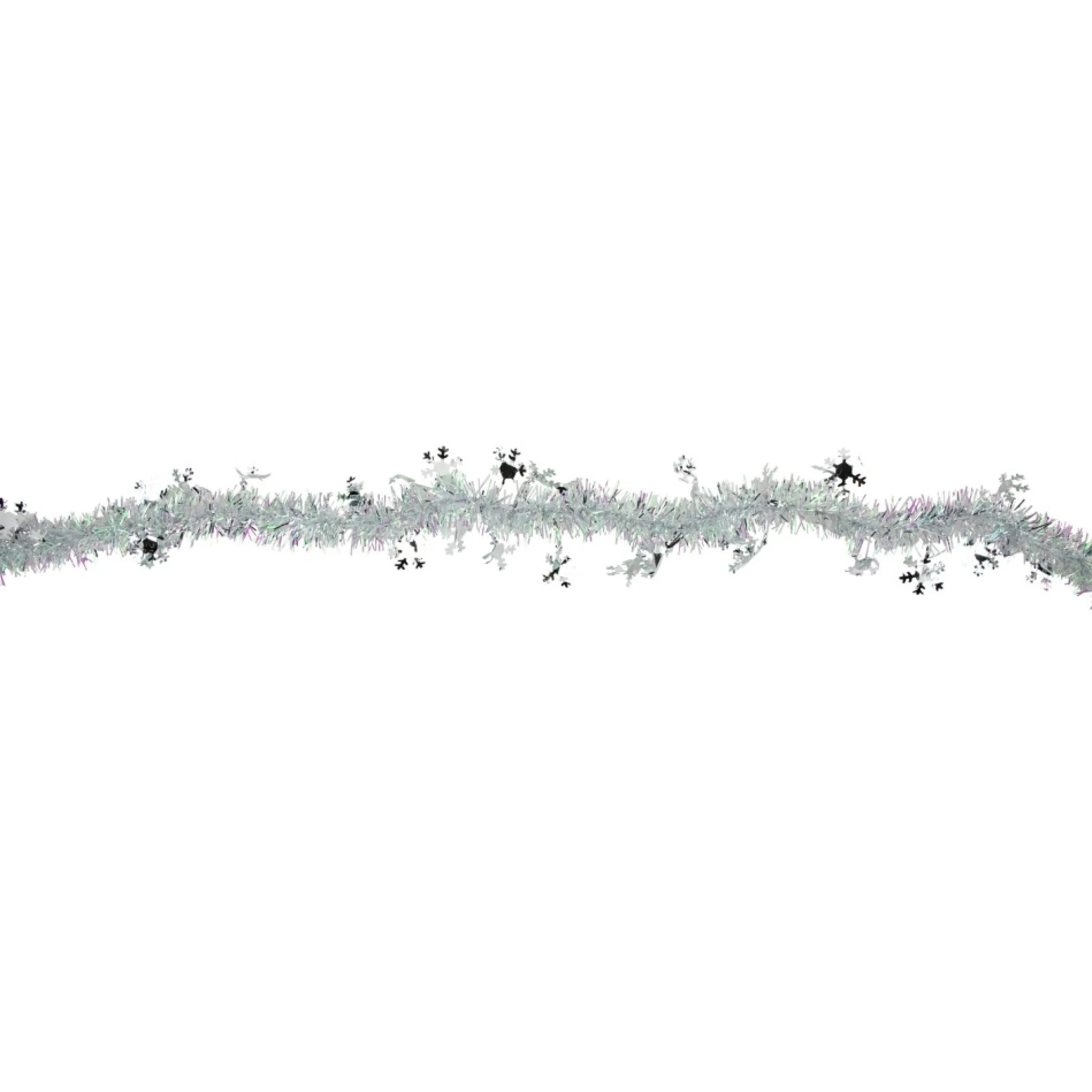 12' X 3" White Iridescent And Silver Snowflakes Christmas Tinsel Garland - Unlit