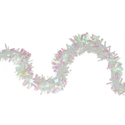 50' X 4" White Iridescent Wide Cut Tinsel Christmas Garland - Unlit