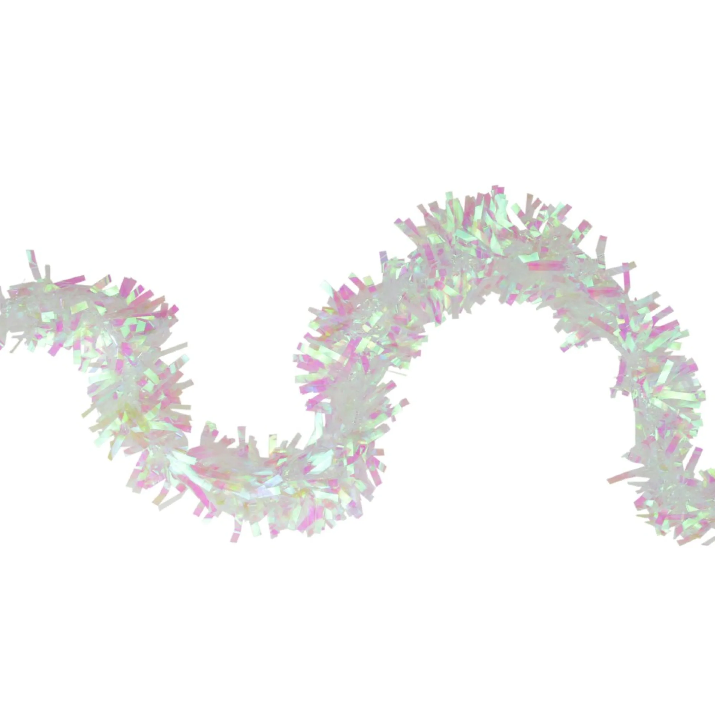 50' X 4" White Iridescent Wide Cut Tinsel Christmas Garland - Unlit