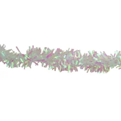 50' X 4" White Iridescent Wide Cut Tinsel Christmas Garland - Unlit