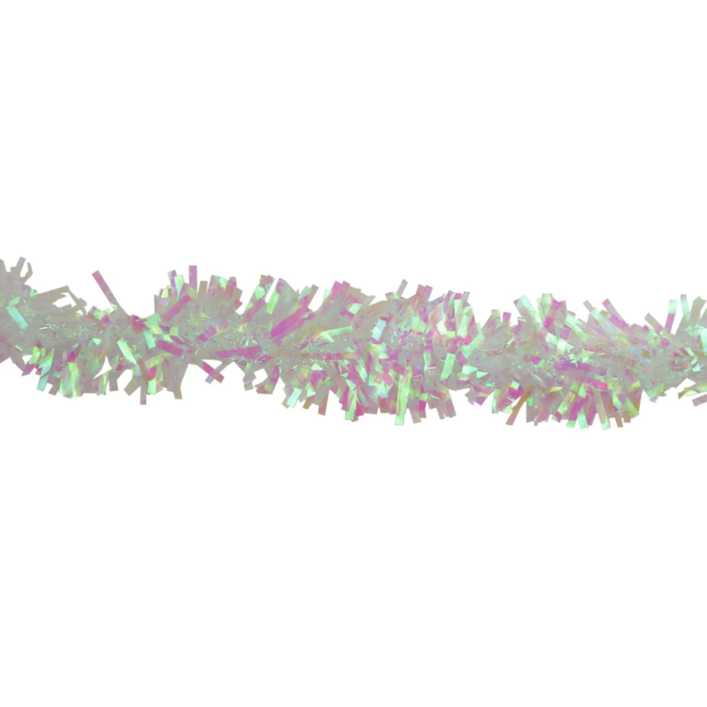 50' X 4" White Iridescent Wide Cut Tinsel Christmas Garland - Unlit