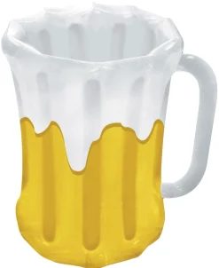 27" Yellow And White Solid Inflatable Beer Mug Cooler